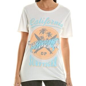 Recycled Karma California Surftiger‎ Boyfriend Tee - Size S - White - NWOT